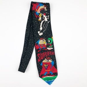 Vintage 1993 Tasmanian Devil Tie Looney Tunes Supertaz Black